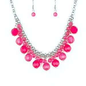 Paprazzi pink ice necklace with earrings
